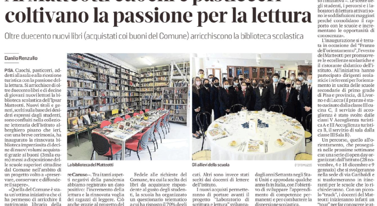 Il Tirreno: Al Matteotti cuchi e pasticceri coltivano la passione per la lettura