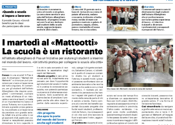 I martedì del Matteotti. La scuola è un ristorante.