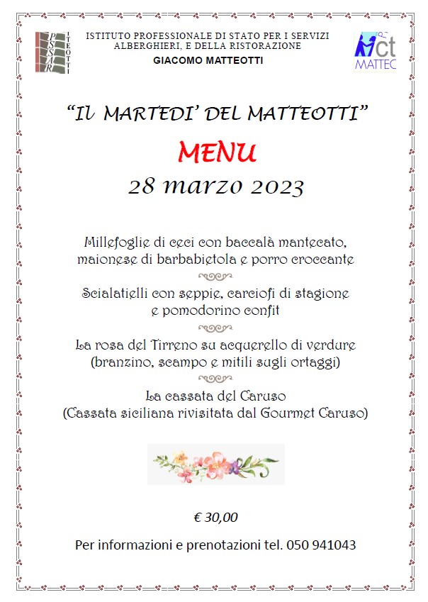 cena 28 marzo 2023 IPSAR Matteotti