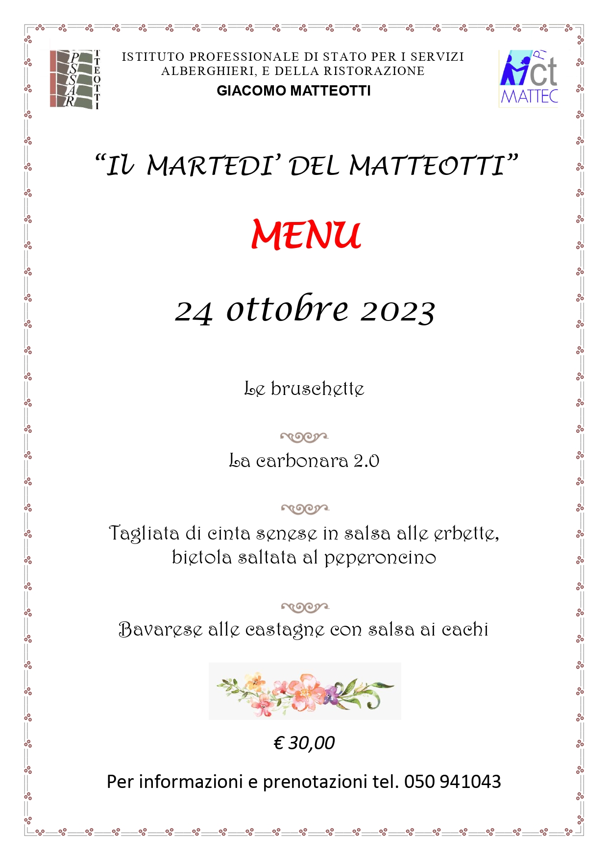 Locandina cena del 24 ottobre 2023