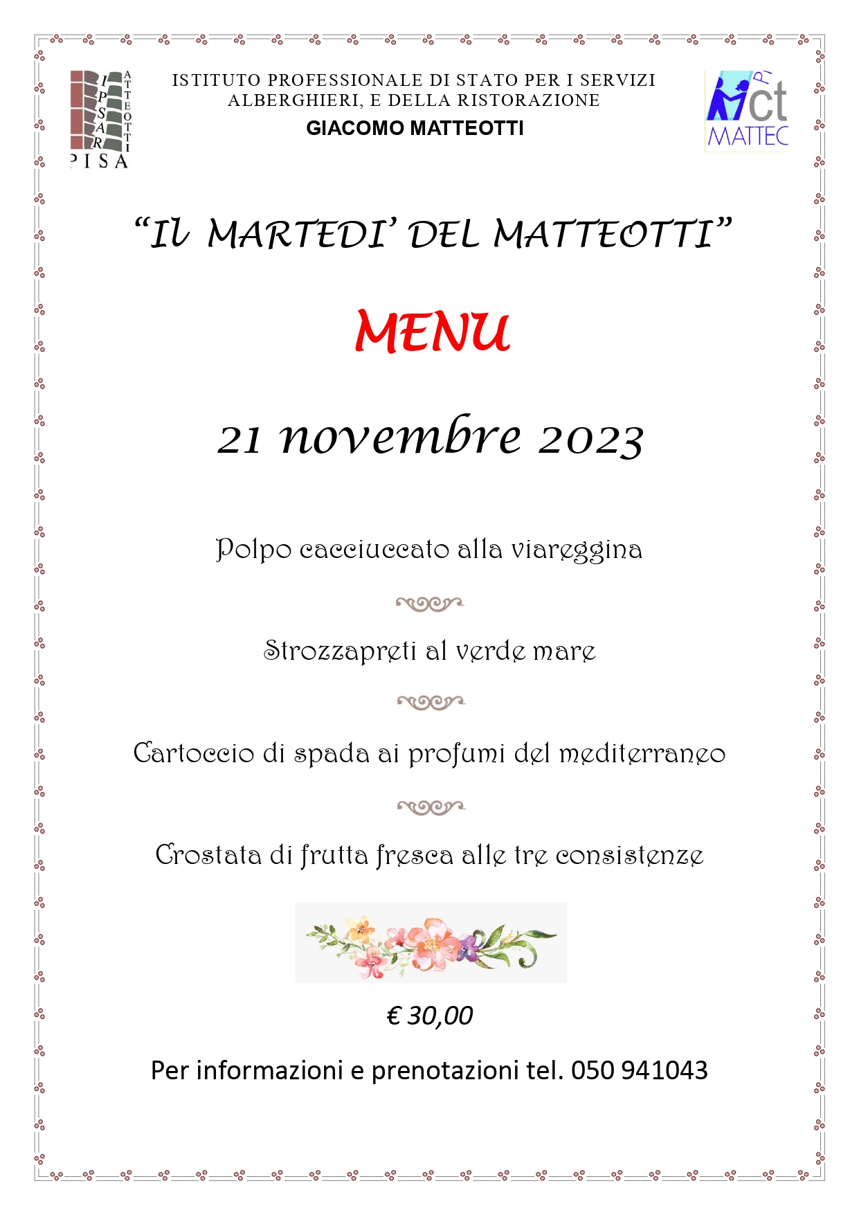 Locandina cena del 21 novembre 2023